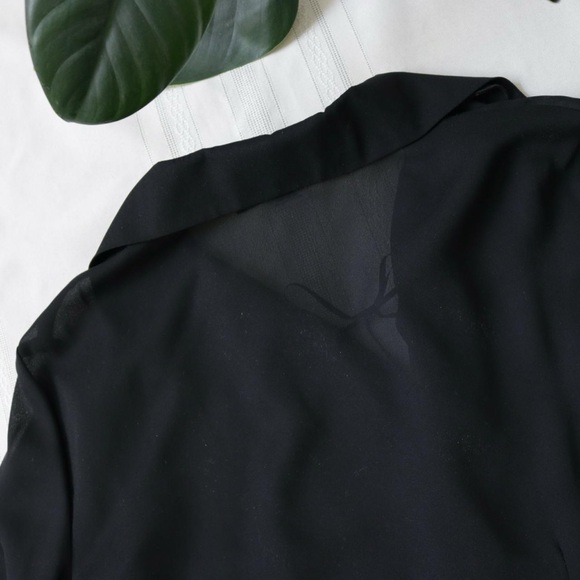 Black sheer mesh ruffle bell sleeve blouse - Picture 8 of 8